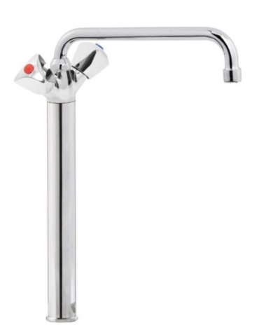Rubinetto monoforo a lavello con prolunga da cm 30, canna "D" mm Ø18×250 e maniglie a Stella
