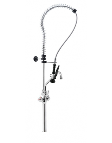 Gruppo doccia prelavaggio monoforo con prolunga, canna "C" mm Ø18x300, maniglie Rotonde e doccetta