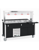 Carrello buffet termico armadiato 3xGN1/1 colore Nero - parafiato fisso e lampade a infrarossi - cm 113x68x144h