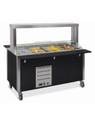 Carrello buffet termico armadiato 3xGN1/1 - colore Nero - con parafiato mobile e LED - cm 113x68x144h