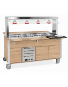 Carrello buffet termico armadiato 4xGN1/1 colore Rovere - parafiato fisso e lampade a infrarossi - cm 161x68x144h