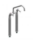 Rubinetto biforo a lavello con prolunghe da cm 30, canna girevole "C" mm Ø18×250 e maniglie a Leva corta - Interesse mm 155