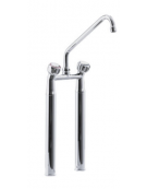 Rubinetto biforo a lavello con prolunghe da cm 30, canna girevole "C" mm Ø18×300 e maniglie Rotonde - Interesse mm 155