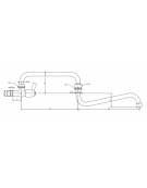 Rubinetto a muro con Snodo e doppia canna - canna "D’" da mm Ø18×250 +  canna "S" da mm Ø18×270 - maniglia a Leva corta