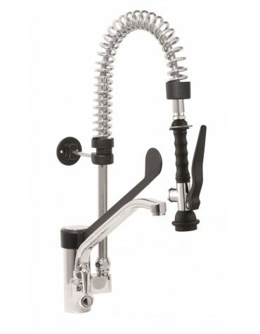 Mini gruppo doccia prelavaggio monoforo miscelatore con doccione + canna girevole da mm 200 e leva clinica in plastica nera