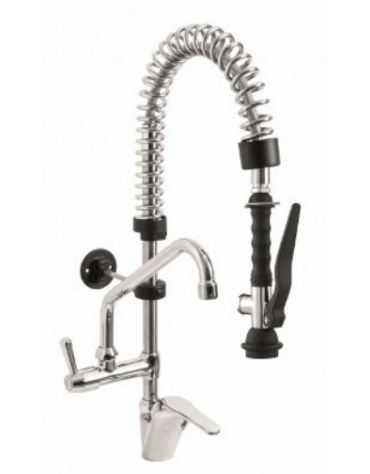 Mini gruppo doccia prelavaggio miscelatore monoforo con canna girevole "C" mm Ø18×200 - lunghezza tubo mm 371 - altezza mm 610