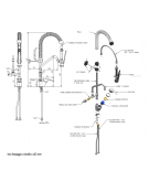 Mini gruppo doccia prelavaggio miscelatore monoforo con canna girevole "C" mm Ø18×200 - lunghezza tubo mm 371 - altezza mm 610