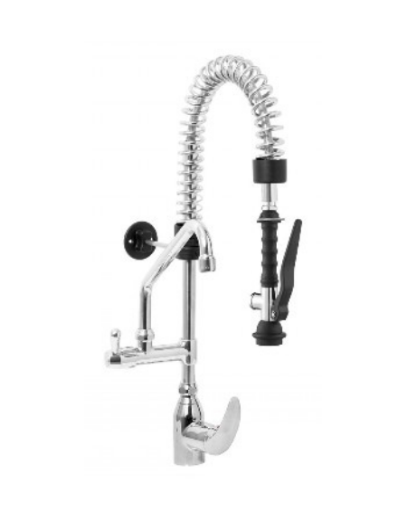 Mini gruppo doccia prelavaggio miscelatore monoforo con canna girevole "C" mm Ø18×200 - lunghezza tubo mm 371 - altezza mm 645