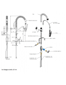 Mini gruppo doccia prelavaggio miscelatore monoforo con canna girevole "C" mm Ø18×200 - lunghezza tubo mm 371 - altezza mm 645