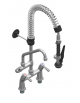 Mini gruppo doccia prelavaggio biforo a lavello con canna girevole "C" mm Ø18×200 e maniglie a Leva corta - altezza cm 62