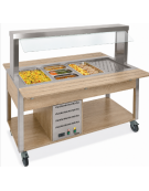 Buffet termico 5xGN1/1 colore Rovere, con parafiato fisso - illuminazione a LED - cm 193x68x144h