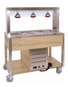 Carrello buffet termico 5xGN1/1 colore Rovere - parafiato fisso e lampade a infrarossi - cm 193x68x144h
