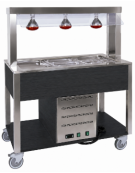Carrello buffet termico 5xGN1/1 colore Nero - parafiato fisso e lampade a infrarossi - cm 193x68x144h