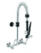 Mini gruppo doccia biforo a muro con doccetta e maniglie a Leva clinica cromata - altezza mm 500 - , lunghezza del tubo mm 351