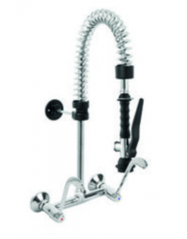 Mini gruppo doccia biforo a muro con doccetta e maniglie a Leva clinica cromata - altezza mm 500 - , lunghezza del tubo mm 351