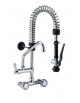 Mini gruppo doccia biforo a muro con doccetta, canna girevole da mm Ø18x200 e maniglie rotonde - lunghezza tubo mm 371