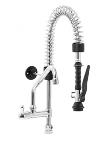 Kit doccia prelavaggio versione Mini con basetta, doccetta e canna girevole "C" da mm Ø18×200 - altezza cm 57