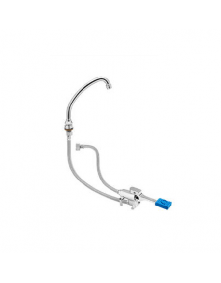 Kit rubinetto a pedale mono acqua a pavimento con bocca erogazione girevole "U" da mm Ø18×180