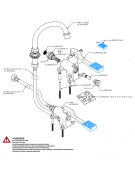 Kit rubinetto a pedale mono acqua a pavimento con bocca erogazione girevole "U" da mm Ø18×180