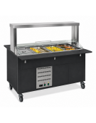 Carrello buffet termico armadiato 4xGN1/1 - colore Nero - con parafiato mobile e LED - cm 161x68x144h