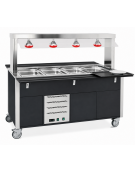 Carrello buffet termico armadiato 4xGN1/1 colore Nero - parafiato fisso e lampade a infrarossi - cm 161x68x144h