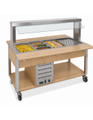 Buffet termico 6xGN1/1 colore Rovere, con parafiato fisso - illuminazione a LED - cm 226x68x144h