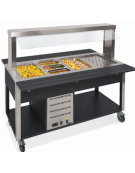 Buffet termico 5xGN1/1 colore Nero, con parafiato fisso - illuminazione a LED - cm 193x68x144h