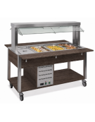 Carrello buffet termico 5xGN1/1 colore Wengè, con parafiato mobile - illuminazione a LED - cm 193x68x144h