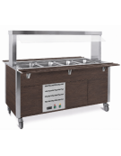 Carrello armadiato buffet termico con parafiato fisso - 5x1/1 GN - colore Wengè - cm 193x68x144h