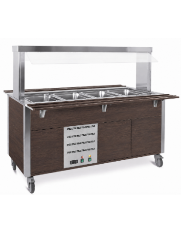 Carrello armadiato buffet termico con parafiato fisso - 5x1/1 GN - colore Wengè - cm 193x68x144h