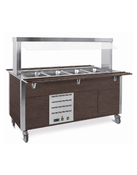 Carrello armadiato buffet termico con parafiato fisso - 5x1/1 GN - colore Wengè - cm 193x68x144h