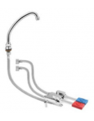 Kit miscelatore doppio pedale a pavimento con con bocca erogazione girevole "U" da mm Ø18×180