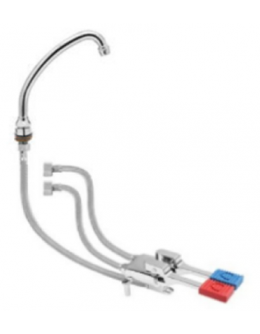Kit miscelatore doppio pedale a pavimento con con bocca erogazione girevole "U" da mm Ø18×180