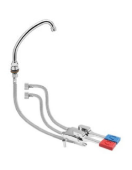 Kit miscelatore doppio pedale a pavimento con con bocca erogazione girevole "U" da mm Ø18×180