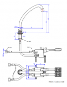 Kit miscelatore doppio pedale a pavimento con con bocca erogazione girevole "U" da mm Ø18×180