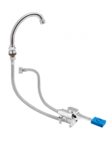 Kit rubinetto a pedale mono acqua a pavimento con bocca erogazione girevole "U" da mm Ø18×180