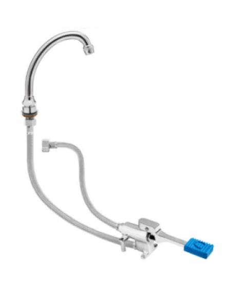 Kit rubinetto a pedale mono acqua a pavimento con bocca erogazione girevole "U" da mm Ø18×180