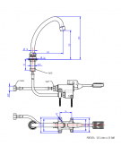 Kit rubinetto a pedale mono acqua a pavimento con bocca erogazione girevole "U" da mm Ø18×180