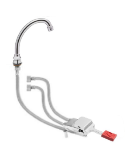 Kit miscelatore progressivo monopedale a pavimento con con bocca erogazione girevole "U" da mm Ø18×140