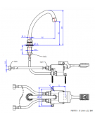 Kit miscelatore progressivo monopedale a pavimento con con bocca erogazione girevole "U" da mm Ø18×140