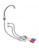 Kit miscelatore doppio pedale a pavimento con con bocca erogazione girevole "U" da mm Ø18×140