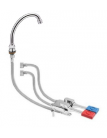 Kit miscelatore doppio pedale a pavimento con con bocca erogazione girevole "U" da mm Ø18×140