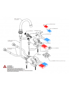 Kit miscelatore doppio pedale a pavimento con con bocca erogazione girevole "U" da mm Ø18×140