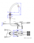 Kit miscelatore doppio pedale a pavimento con con bocca erogazione girevole "U" da mm Ø18×140