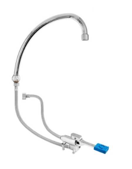 Kit rubinetto a pedale mono acqua a pavimento con bocca erogazione girevole "U" da mm Ø18×240