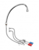 Kit miscelatore doppio pedale a pavimento con con bocca erogazione girevole "U" da mm Ø18×240