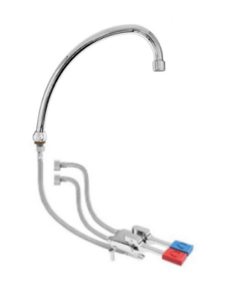 Kit miscelatore doppio pedale a pavimento con con bocca erogazione girevole "U" da mm Ø18×240