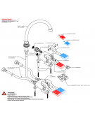 Kit miscelatore doppio pedale a pavimento con con bocca erogazione girevole "U" da mm Ø18×240