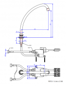 Kit miscelatore doppio pedale a pavimento con con bocca erogazione girevole "U" da mm Ø18×240