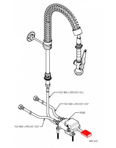 Kit miscelatore progressivo monopedale a pavimento con kit doccia prelavaggio versione Mini